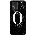MRCİLETİSİM (mrc56663) Siyah Mermer Desenli O Harfi Kılıf HD Desen Baskılı Arka Kapak Oppo Reno 7 4G ile uyumlu