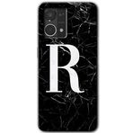 MRCİLETİSİM (mrc56666) Siyah Mermer Desenli R Harfi Kılıf HD Desen Baskılı Arka Kapak Oppo Reno 7 4G ile uyumlu