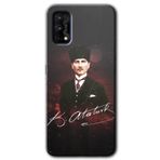 MRCİLETİSİM mrc57098 Kemal Atatürk Kılıf Baskılı Kapak 5D Tam Kaplayan Cam Realme 7 Pro ile uyumlu