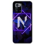 MRCİLETİSİM (mrc61697) Dark Neon Yaprak N Harfi Kılıf HD Desen Baskılı Arka Kapak+Temperli Cam Poco x3 GT ile uyumlu