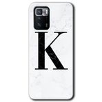 MRCİLETİSİM (mrc62116) Beyaz Mermer Desenli K Harfi Kılıf HD Desen Baskılı Arka Kapak Poco x3 GT ile uyumlu
