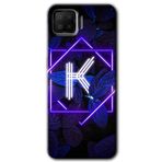 MRCİLETİSİM (mrc644) Dark Neon Yaprak K Harfi Kılıf Baskılı Kapak Tam Kaplayan Mat Seramik Oppo A73 ile uyumlu