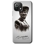 MRCİLETİSİM mrc69204 Mustafa Kemal Atatürk Kılıf Baskılı Kapak 5D Tam Kaplayan Cam Xiaomi Mi 11 Lite ile uyumlu