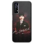 MRCİLETİSİM (mrc69913) Kemal Atatürk Kılıf HD Desen Baskılı Arka Kapak+Temperli Cam Realme 7 ile uyumlu