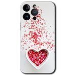 MRCİLETİSİM mrc74241 Kalpli Şekerleme Kılıf HD Desen Baskılı Arka Kapak Temperli Cam iPhone 14 Pro ile uyumlu