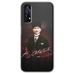 MRCİLETİSİM (mrc74313) Kemal Atatürk Kılıf HD Desen Baskılı Arka Kapak Realme 7 ile uyumlu