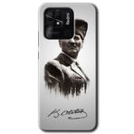 MRCİLETİSİM (mrc77069) Mustafa Kemal Atatürk Kılıf HD Desen Baskılı Arka Kapak+Temperli Cam Xiaomi Redmi 10C ile uyumlu