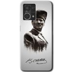 MRCİLETİSİM mrc77454 Mustafa Kemal Atatürk Kılıf HD Desen Baskılı Arka Kapak+Temperli Cam Oppo Reno 7 4G ile uyumlu