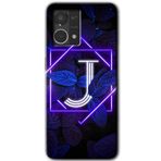 MRCİLETİSİM mrc77478 Dark Neon Yaprak J Harfi Kılıf HD Desen Baskılı Arka Kapak+Temperli Cam Oppo Reno 7 4G ile uyumlu