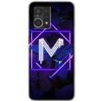 MRCİLETİSİM mrc77481 Dark Neon Yaprak M Harfi Kılıf HD Desen Baskılı Arka Kapak+Temperli Cam Oppo Reno 7 4G ile uyumlu
