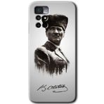 MRCİLETİSİM mrc79654 Mustafa Kemal Atatürk Kılıf HD Desen Baskılı Arka Kapak+Temperli Cam Xiaomi Redmi Note 11 4G ile uyumlu