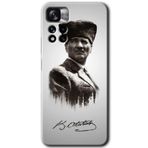 MRCİLETİSİM mrc81304 Mustafa Kemal Kılıf HD Desen Baskılı Arka Kapak+Temperli Cam Xiaomi Redmi Note 11 Pro Plus 5G ile uyumlu