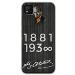 MRCİLETİSİM (mrc85831) Atatürk Ahşap İmza Kılıf HD Desen Baskılı Arka Kapak Xiaomi Redmi 9c ile uyumlu