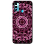 MRCİLETİSİM mrc86429 Mandala Patterns Kaleidoscope Kılıf HD Desen Baskılı Arka Kapak+Temperli Cam Tecno Spark 7T ile uyumlu