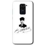 MRCİLETİSİM (mrc91362) Kemal Atatürk İmza Kılıf HD Desen Baskılı Arka Kapak Xiaomi Redmi Note 9 ile uyumlu