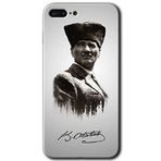 MRCİLETİSİMmrc-104405 Mustafa Kemal Atatürk Kılıf HD Baskılı Desen Hayalet Cam Yandan Görünmez iPhone 7 Plus ile uyumlu