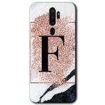 MRCİLETİSİMmrc-115815 Pembe Mermer Desenli F Harfi Kılıf Kapak Hayalet Ekran Yandan Gözükmez Oppo A9 2020 ile uyumlu