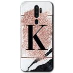 MRCİLETİSİMmrc-115822 Pembe Mermer Desenli K Harfi Kılıf Kapak Hayalet Ekran Yandan Gözükmez Oppo A9 2020 ile uyumlu