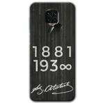 MRCİLETİSİMmrc-126367 Atatürk Ahşap İmza Kılıf Kapak Hayalet Ekran Yandan Gözükmez Xiaomi Redmi Note 9s ile uyumlu