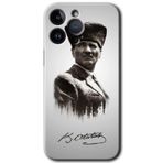 MRCİLETİSİMmrc-135205 Mustafa Kemal Atatürk Kılıf HD Desen Baskılı Arka Kapak iPhone 14 Pro ile uyumlu