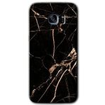 MRCİLETİSİMmrc-14036 Siyah Gold Mermer Kılıf HD Desen Baskılı Arka Kapak + Temperli Cam Samsung Galaxy S7 Edge ile uyumlu