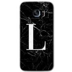 MRCİLETİSİMmrc-14144 Siyah Mermer Desenli L Harf Kılıf HD Desen Baskılı Arka Kapak + Temperli Cam Samsung Galaxy S7 Edge Kılıf HD Desen Baskı Arka Kapak + Temperli Cam ile uyumlu