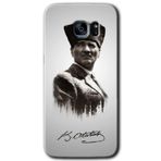 MRCİLETİSİMmrc-14204 Mustafa Kemal Atatürk Kılıf HD Desen Baskılı Arka Kapak + Temperli Cam Samsung Galaxy S7 Edge ile uyumlu