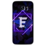 MRCİLETİSİMmrc-14221 Dark Neon Yaprak E Harfi Kılıf HD Desen Baskılı Arka Kapak + Temperli Cam Samsung Galaxy S7 Edge ile uyumlu
