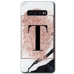 MRCİLETİSİMmrc-1432 Pembe Mermer Desenli T Harfi Kılıf HD Desen Baskılı Arka Kapak Samsung Galaxy S10 ile uyumlu