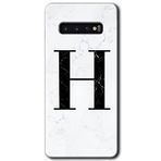 MRCİLETİSİMmrc-1447 Beyaz Mermer Desenli H Harfi Kılıf HD Desen Baskılı Arka Kapak Samsung Galaxy S10 ile uyumlu