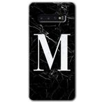 MRCİLETİSİMmrc-1495 Siyah Mermer Desenli M Harfi Kılıf HD Desen Baskılı Arka Kapak Samsung Galaxy S10 ile uyumlu