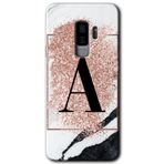 MRCİLETİSİMmrc-15708 Pembe Mermer Desenli A Harfi Kılıf HD Desen Baskılı Arka Kapak Samsung Galaxy S9 Plus ile uyumlu