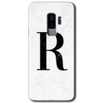 MRCİLETİSİMmrc-15759 Beyaz Mermer Desenli R Harfi Kılıf HD Desen Baskılı Arka Kapak Samsung Galaxy S9 Plus ile uyumlu