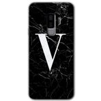 MRCİLETİSİMmrc-15807 Siyah Mermer Desenli V Harfi Kılıf HD Desen Baskılı Arka Kapak Samsung Galaxy S9 Plus ile uyumlu