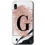 MRCİLETİSİMmrc-164216 Pembe Mermer Desenli G Harfi Kılıf Kapak Hayalet Ekran Yandan Gözükmez Samsung Galaxy A10 ile uyumlu