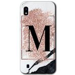 MRCİLETİSİMmrc-164224 Pembe Mermer Desenli M Harfi Kılıf Kapak Hayalet Ekran Yandan Gözükmez Samsung Galaxy A10 ile uyumlu