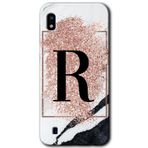 MRCİLETİSİMmrc-164229 Pembe Mermer Desenli R Harfi Kılıf Kapak Hayalet Ekran Yandan Gözükmez Samsung Galaxy A10 ile uyumlu