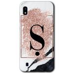 MRCİLETİSİMmrc-164231 Pembe Mermer Desenli Ş Harfi Kılıf Kapak Hayalet Ekran Yandan Gözükmez Samsung Galaxy A10 ile uyumlu