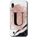 MRCİLETİSİMmrc-164234 Pembe Mermer Desenli U Harfi Kılıf Kapak Hayalet Ekran Yandan Gözükmez Samsung Galaxy A10 ile uyumlu