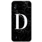 MRCİLETİSİMmrc-164285 Siyah Mermer Desenli D Harfi Kılıf Kapak Hayalet Ekran Yandan Gözükmez Samsung Galaxy A10 ile uyumlu