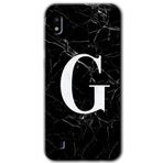MRCİLETİSİMmrc-164289 Siyah Mermer Desenli G Harfi Kılıf Kapak Hayalet Ekran Yandan Gözükmez Samsung Galaxy A10 ile uyumlu