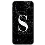 MRCİLETİSİMmrc-164303 Siyah Mermer Desenli S Harfi Kılıf Kapak Hayalet Ekran Yandan Gözükmez Samsung Galaxy A10 ile uyumlu