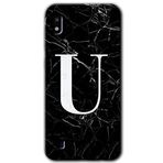 MRCİLETİSİMmrc-164306 Siyah Mermer Desenli U Harfi Kılıf Kapak Hayalet Ekran Yandan Gözükmez Samsung Galaxy A10 ile uyumlu