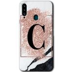 MRCİLETİSİMmrc-166961 Pembe Mermer Desenli C Harfi Kılıf Kapak Hayalet Ekran Yandan Gözükmez Samsung Galaxy A20s ile uyumlu