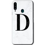 MRCİLETİSİMmrc-166994 Beyaz Mermer Desenli D Harfi Kılıf Kapak Hayalet Ekran Yandan Gözükmez Samsung Galaxy A20s ile uyumlu