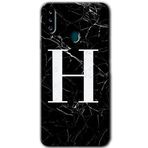 MRCİLETİSİMmrc-167040 Siyah Mermer Desenli H Harfi Kılıf Kapak Hayalet Ekran Yandan Gözükmez Samsung Galaxy A20s ile uyumlu