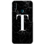 MRCİLETİSİMmrc-167055 Siyah Mermer Desenli T Harfi Kılıf Kapak Hayalet Ekran Yandan Gözükmez Samsung Galaxy A20s ile uyumlu