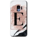 MRCİLETİSİMmrc-16813 Pembe Mermer Desenli E Harfi Kılıf HD Desen Baskılı Arka Kapak Samsung Galaxy S9 ile uyumlu
