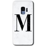 MRCİLETİSİMmrc-16854 Beyaz Mermer Desenli M Harfi Kılıf HD Desen Baskılı Arka Kapak Samsung Galaxy S9 ile uyumlu
