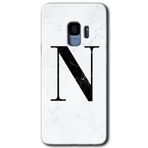MRCİLETİSİMmrc-16855 Beyaz Mermer Desenli N Harfi Kılıf HD Desen Baskılı Arka Kapak Samsung Galaxy S9 ile uyumlu
